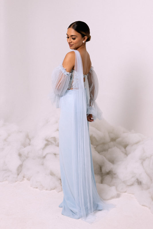 SHAWL - Kandiyan Tulle in Blue