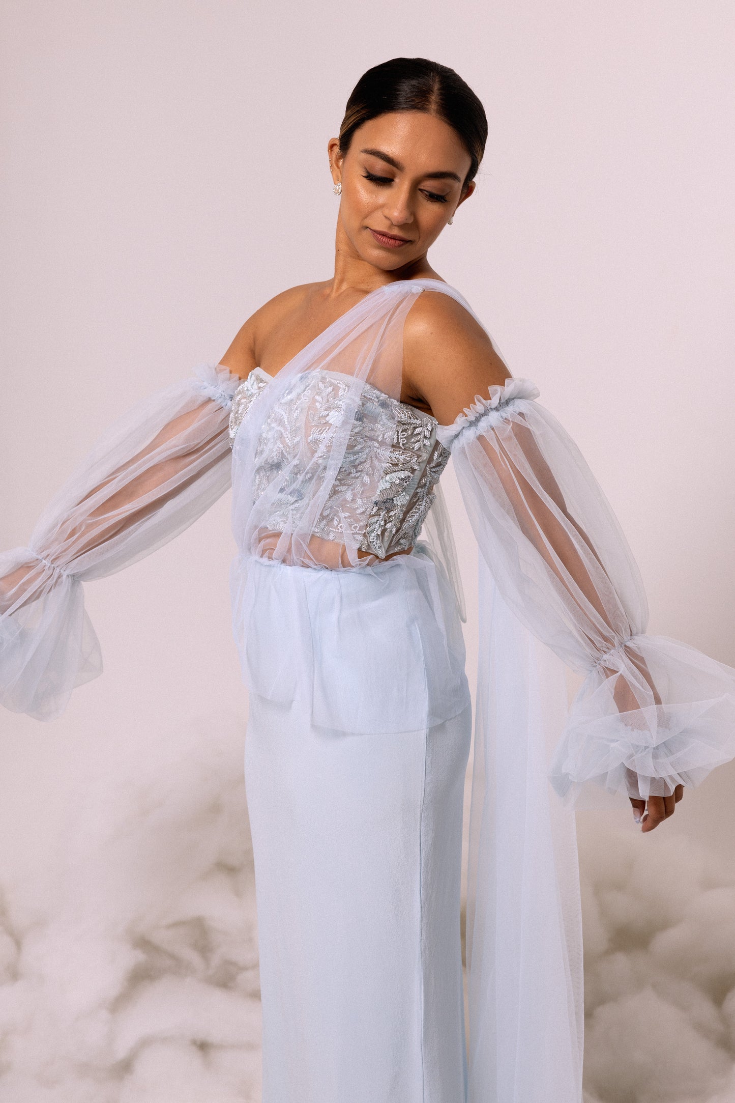 SHAWL - Kandiyan Tulle in Blue