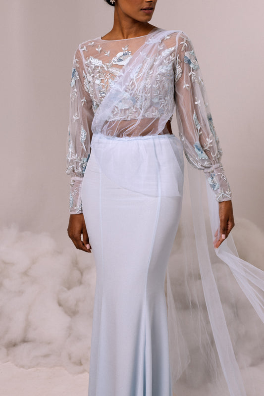 SHAWL - Kandiyan Tulle in Blue