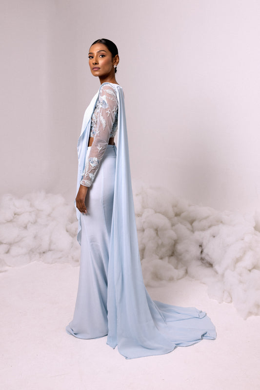 SHAWL - Kandiyan Chiffon in Blue