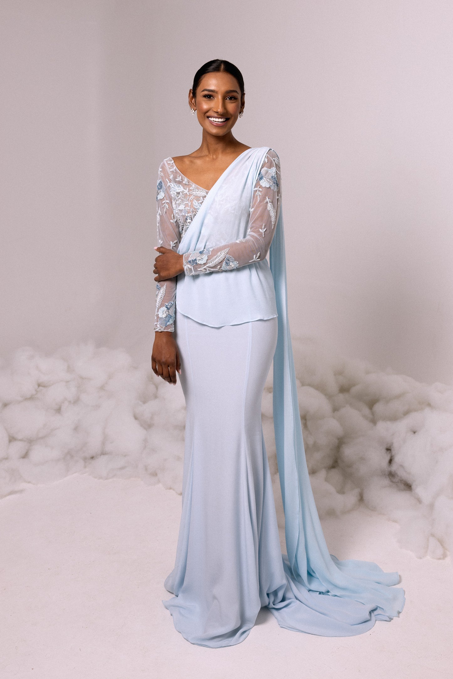 SHAWL - Kandiyan Chiffon in Blue