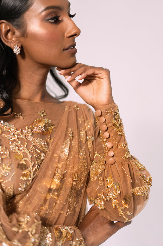 Modern Kandyan Set - Bishop Sleeve Top