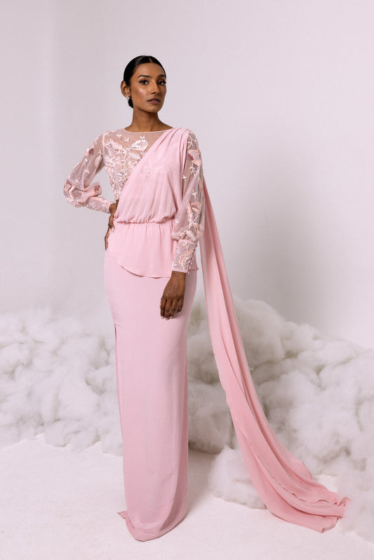 SHAWL - Kandiyan Chiffon in Pink