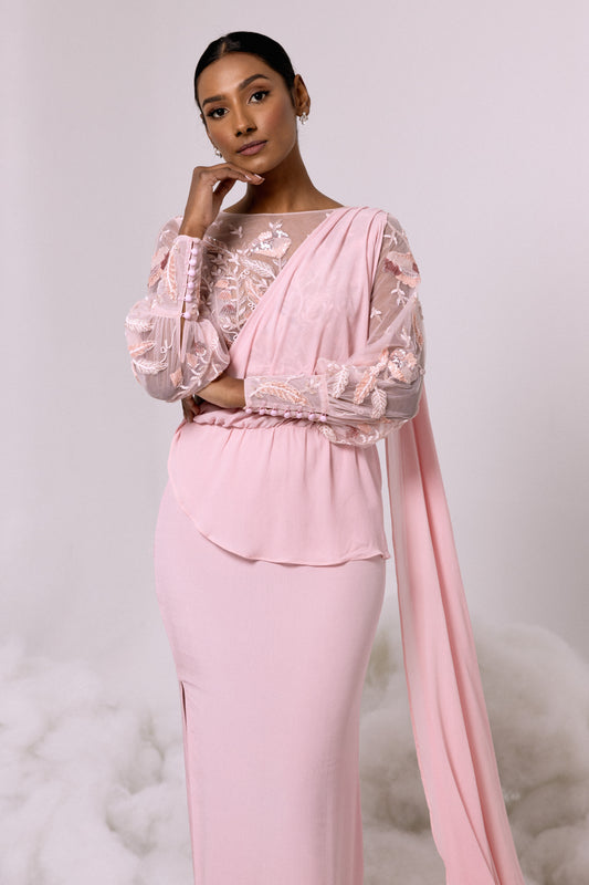SHAWL - Kandiyan Chiffon in Pink