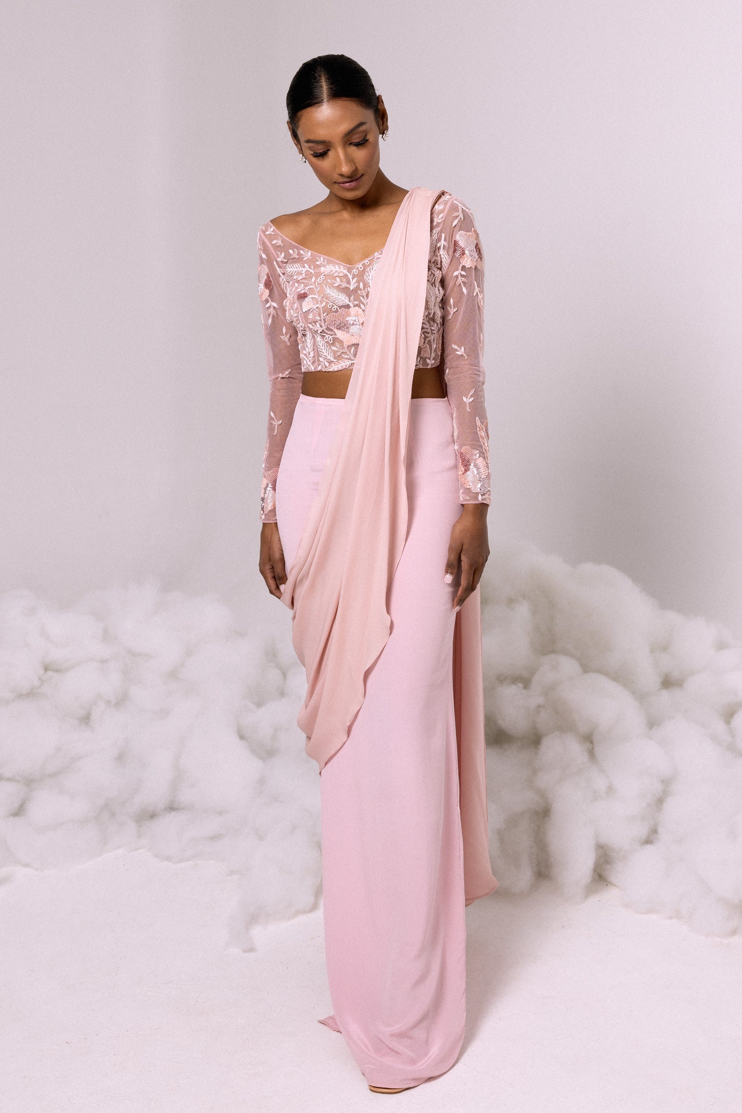 SHAWL - Saree / Sari Chiffon in Pink