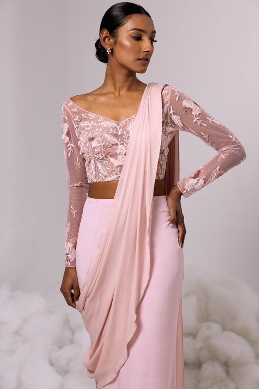 SHAWL - Saree / Sari Chiffon in Pink