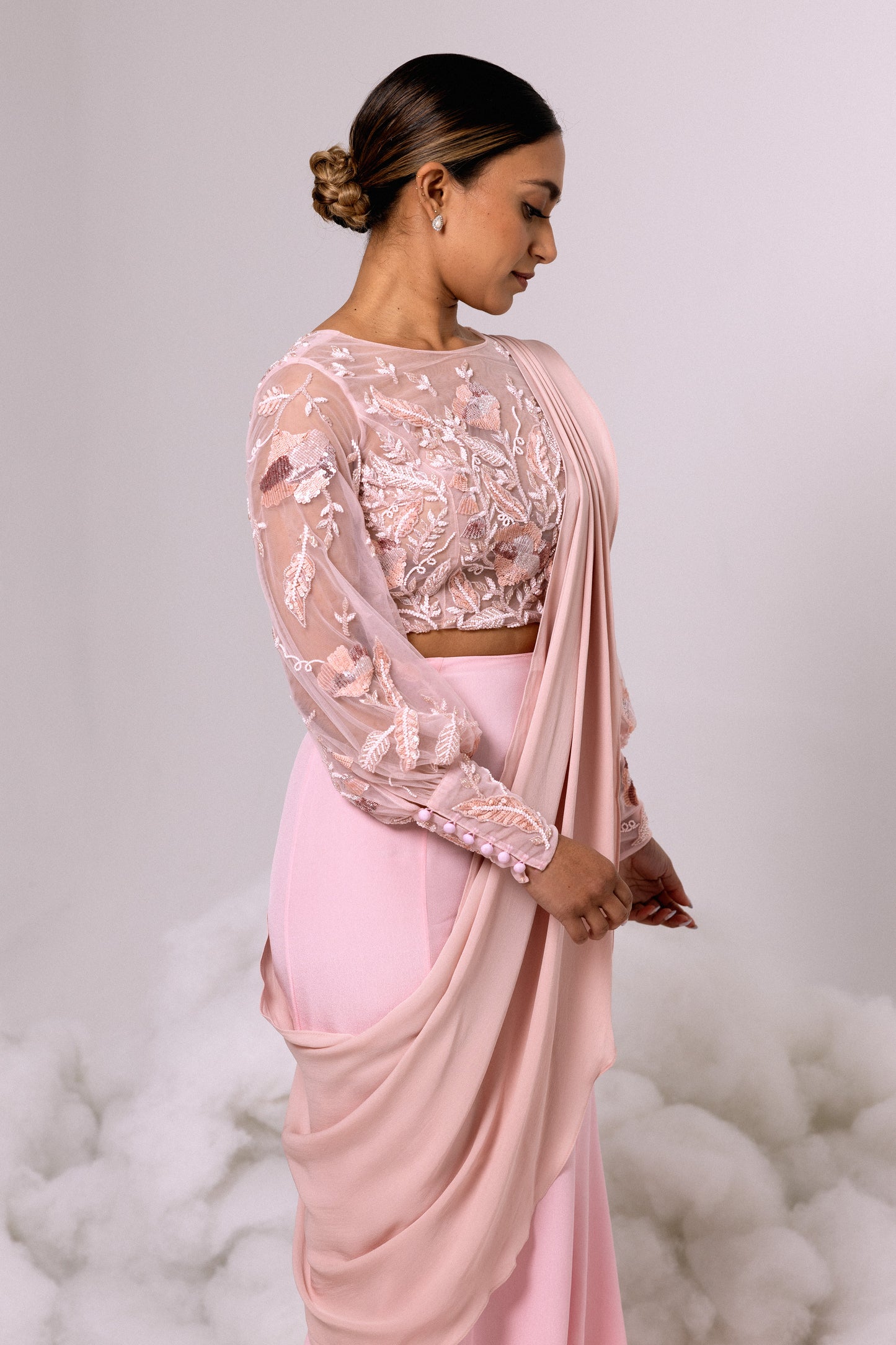 SHAWL - Saree / Sari Chiffon in Pink