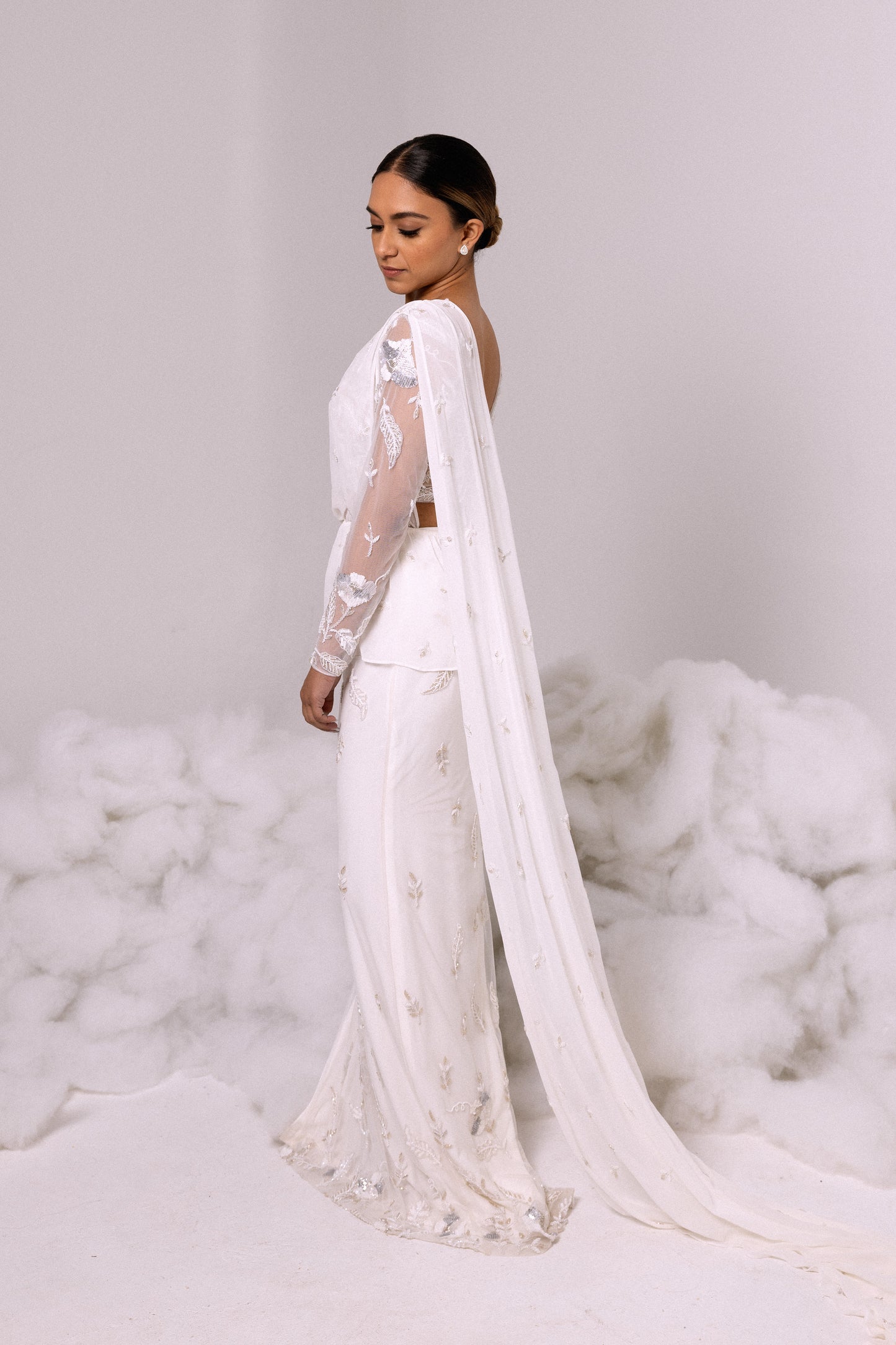 SHAWL - Kandiyan Chiffon in Ivory