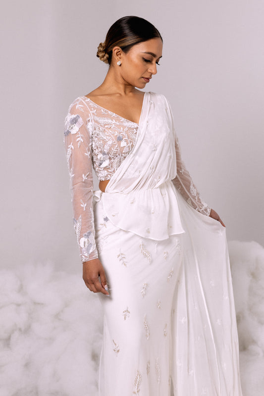 SHAWL - Kandiyan Chiffon in Ivory