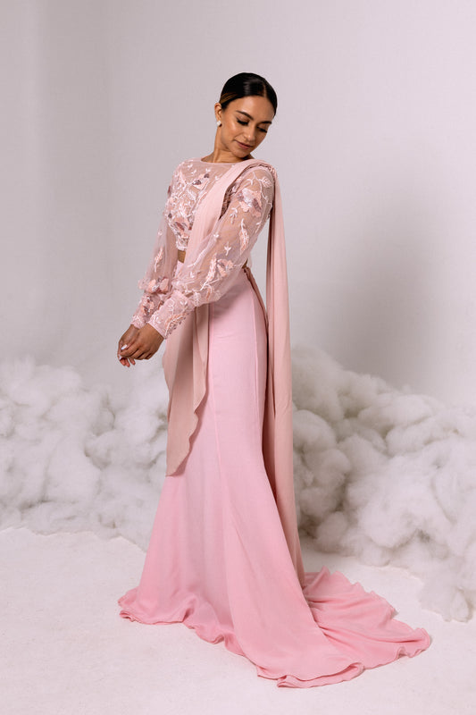 SHAWL - Saree / Sari Chiffon in Pink